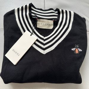 Authentic GUCCI Men's Bee V Neck Sweater Size L